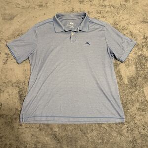 Tommy‎ Bahama Men's Medium Blue Supima Cotton Polo Shirt Casual Stretch